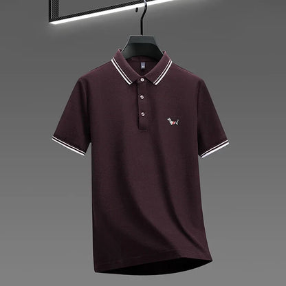 100% pure cotton summer new men's trendy shortsleeved luxury customized business casual polo shirt designer brand badge T-shirt