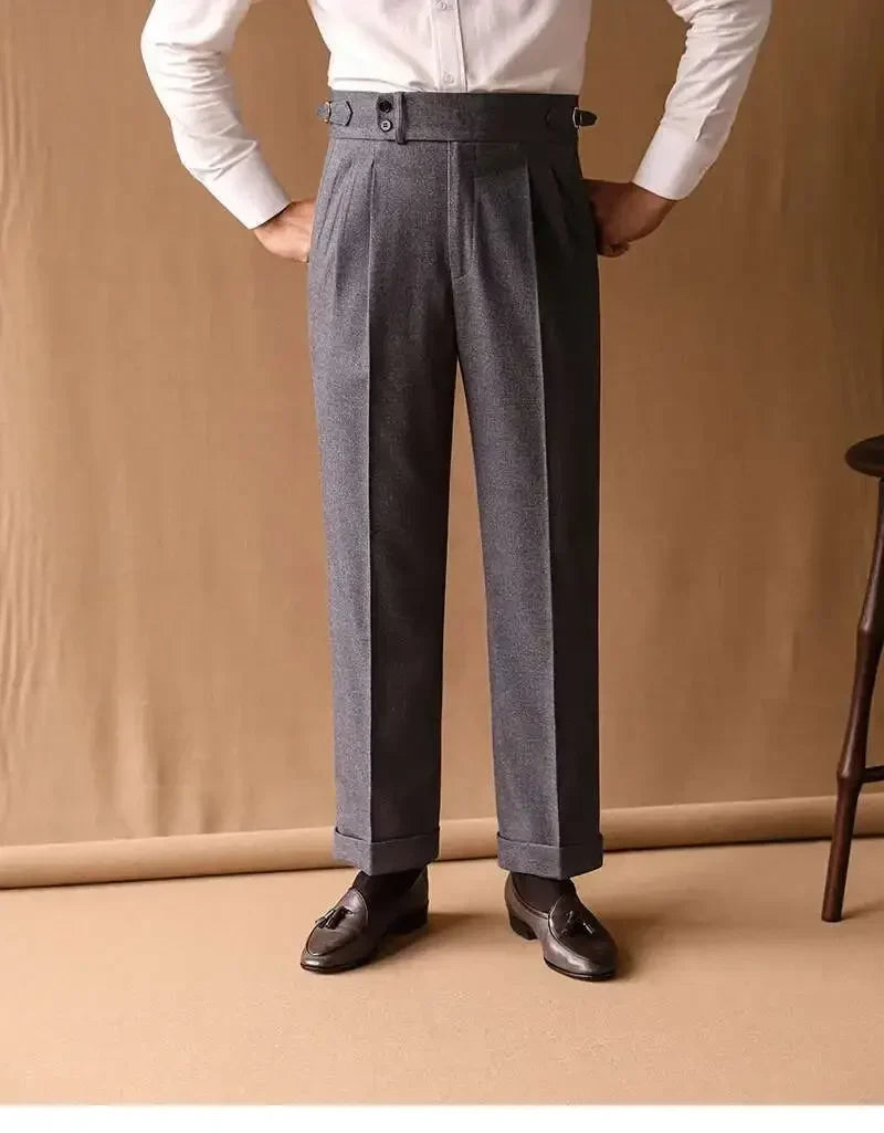 Business Pants Men Gentlemen Italian Naples Social Trousers Office-trouser Retro Casual Suit Pant Men Straight Dress Pants 2026