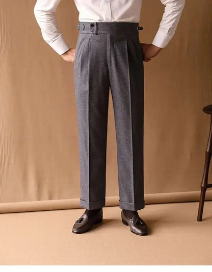 Business Pants Men Gentlemen Italian Naples Social Trousers Office-trouser Retro Casual Suit Pant Men Straight Dress Pants 2026