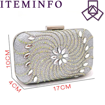 2023 The Latest Italian Design Rotary Rhine-Diamond Floral Thick Heel Platform Women's Comfortable Shoes Bag and Shoe Set