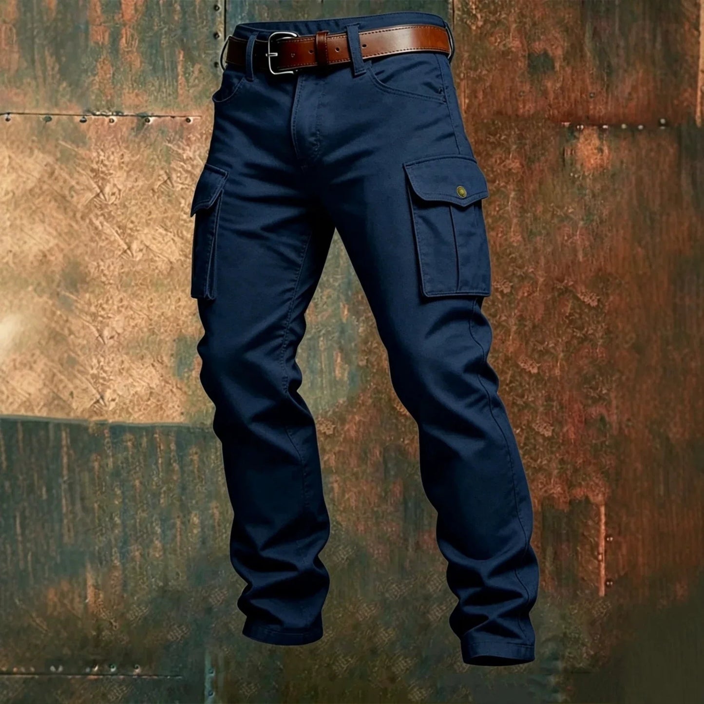 2026 New Large Pocket Loose Overalls Men's Outdoor Sports Jogging Tactical Pants Elastic Waist Pure Cotton Casual Work Pants