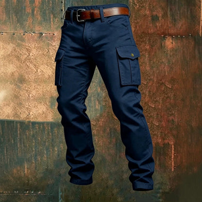 2026 New Large Pocket Loose Overalls Men's Outdoor Sports Jogging Tactical Pants Elastic Waist Pure Cotton Casual Work Pants