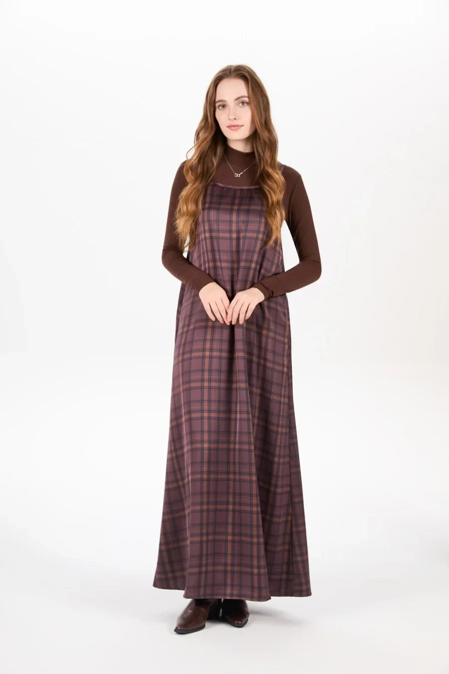 AS AW25 woman clothing mockneck + elegance slip satin dress matching look adjustable maxi floor length lady wear