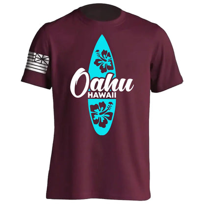 Men's Cotton Shirt OAHU HAWAII SURFING Distressed TShirt Unisex Surf Board Beach Tee Tops Summer Fashion Casual Short Sleeves