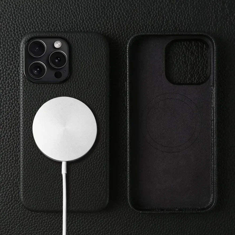 For Magsafe Case iphone 15 Pro Max Premium Genuine Leather Cover Magnetic for Funda Iphone14Pro 15 Cases Full Coverage Carcasa