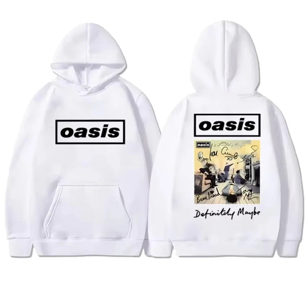 2025 Hot Sale British Rock Band Oasis Graphic Double Sided Printed Hoodie Men Women Fleece Autumn Winter Hip Hop Male Sweatshirt