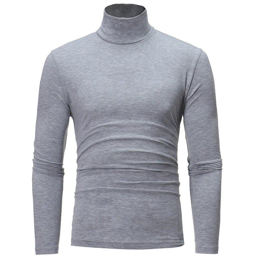 2pcs Men Thin Warm Tops Men's Autumn Long-sleeved Thermal Underwer Male High Collar Fashion T-shirt