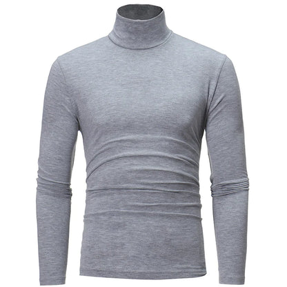 2pcs Men Thin Warm Tops Men's Autumn Long-sleeved Thermal Underwer Male High Collar Fashion T-shirt