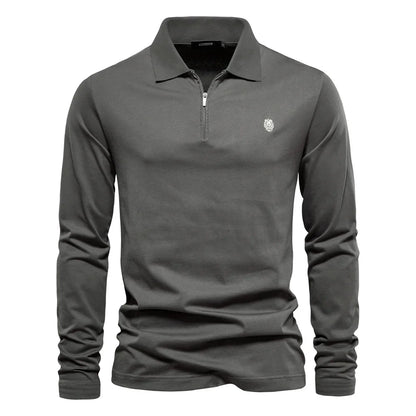 Brand Long Sleeve Men's Polo Shirts 100% Cotton Solid Color Casual Polo Shirts for Men New Sping Autumn Basic Polos Men