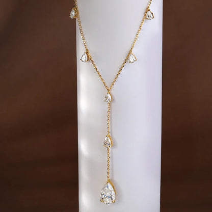 11.5carat Waterdrop All Moissanite Pendant Neclace with Certificates 925 Silver Pear Cut Diamond Long Tassel Neckchain for Women