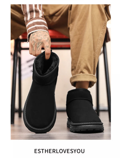 2025 Winter Snow Boots for Men New Fashion Australia Boots 39-47 Classic Top Quality Suede Leather Ankle Boots Warm Mens Shoes