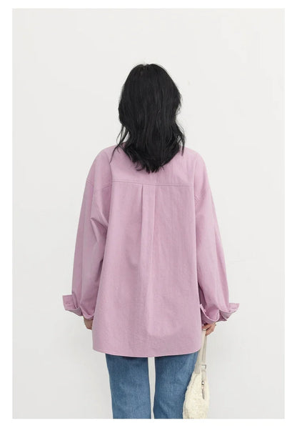 Korean Women's Long-sleeved Shirt Loose Woman Tops Fashion Woman Blouse Office Lady Coat 2025 Spring Autumn Clothing