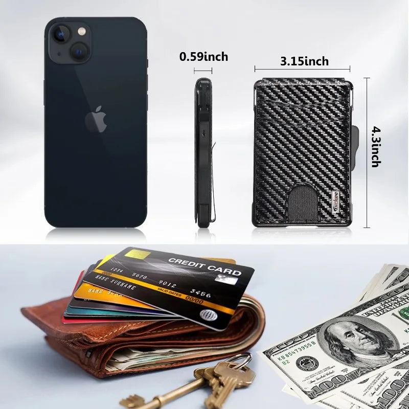 Portefeuille pour hommes, portefeuille minimaliste pour hommes 9-13 cartes, portefeuille compact et mince avec pince à billets et fenêtre d'identification, blocage RFID intelligent Pop Up C
