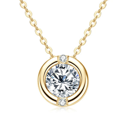 GRA Certified 6.5mm Sparkling Moissanite Round Pendant Necklace for Women 925 Sterling Silver Wedding Fine Jewelry Gift