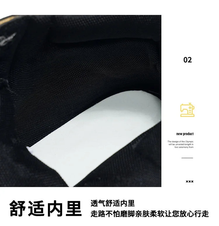 Men Boots  Autumn High Top British Korean Thick Soled Platform Comfortable Non Slip Short Boots Outdoor Lace Up Cotton Boots 202