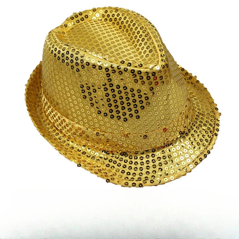 British Top Jazz Hat Bucket Hat Men Women Stage Performance Sequin Hat Shining Christmas Fedoras Party Parent  Hat Hollween
