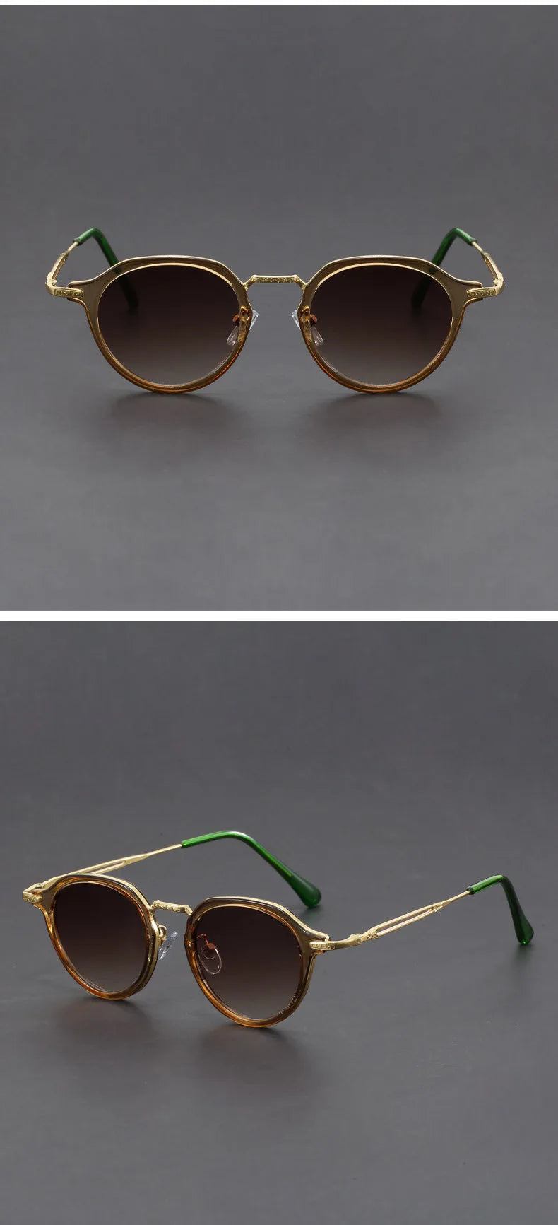 Retro Geometric Round Frame Simple Design UV Protection Men Women Polarized Sunglasses Customizable Prescription 1061