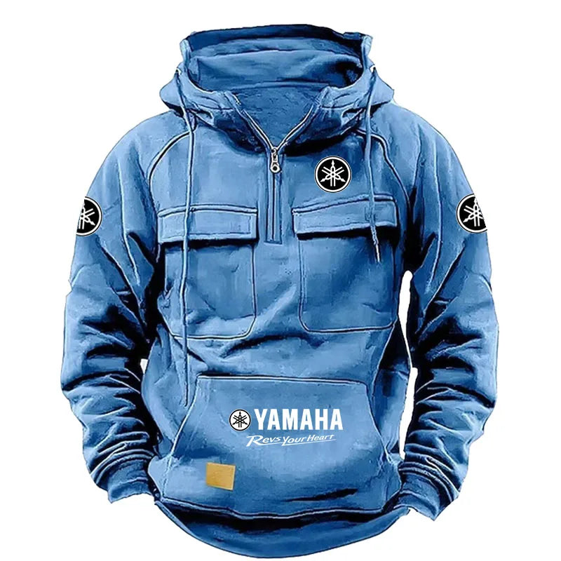 2026 Yamaha Logo Men's High Quality Multi Pocket Hoodie Coat Autumn/Winter Trendy Casual Sports Hoodie Top Hooded Sweatshirt