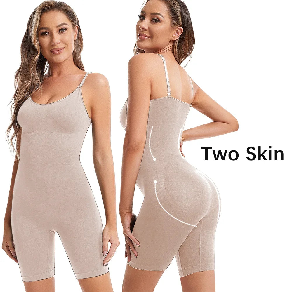 Seamless Women Bodysuit Butt Lifter Shapewear Waist Trainer Body Shaper Strappy-Back Chest Enhancing Corrective Underwear Corset