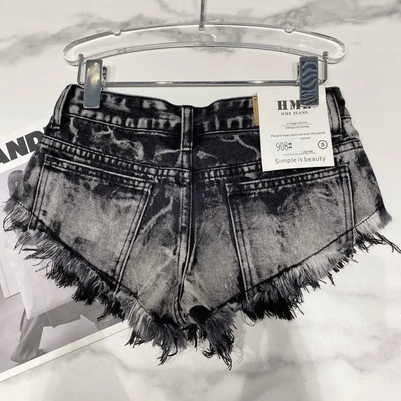Denim Shorts Women High Street Hotsweet Casual Low Waist Raw Edges Holes A-line Korean Style Y2k Spicy Girls Summer Shorts
