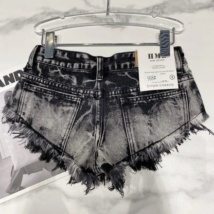 Denim Shorts Women High Street Hotsweet Casual Low Waist Raw Edges Holes A-line Korean Style Y2k Spicy Girls Summer Shorts