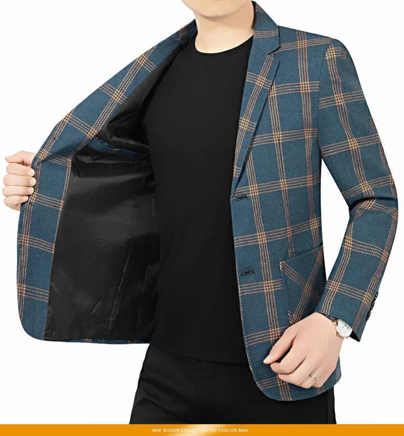 Brand Plaid Striped Business Blazers for Mens 2026 New Spring Autumn Fashion Casual Suit Jacket Men Interview Coat
