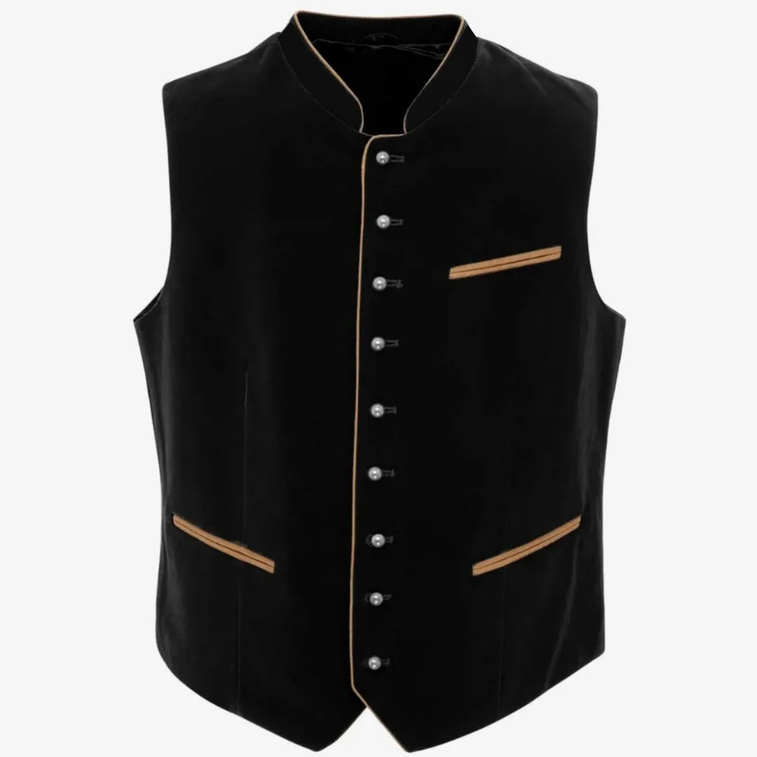 Men Vest Black Suede Velvet High Neck Single Breasted Waistcoat For Wedding Banquet Business Work Casual Daily Men Suit Vest