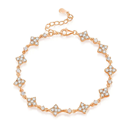Bracelets pour femmes en moissanite et diamants - Luxueuses chaînes étincelantes pour filles - Bijoux en argent sterling 925 plaqué or 14K