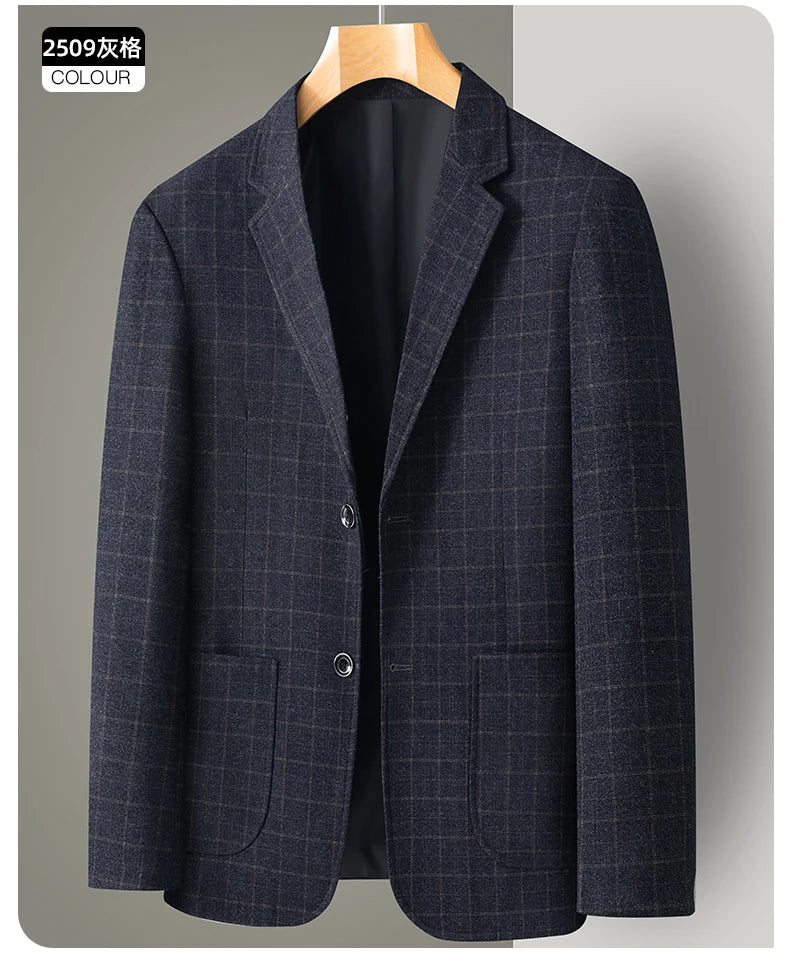 New Men's Blazer Fashion Middle-aged Business Casual Professional Wear Casual Loose British Style Sub-trend Four Seasons Suit