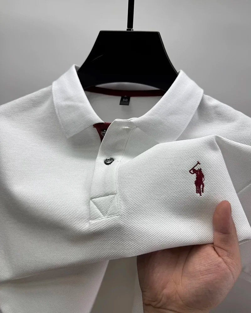 100% pure cotton high-end brand men's short sleeve polo shirt comfort lightweight summer casual T-shirt youthful fashionable top