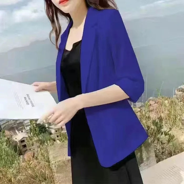 Linen Small Blazer For Women, Thin  Summer Suit, Korean Version, Sun Protection, Casual British Style, White And Black