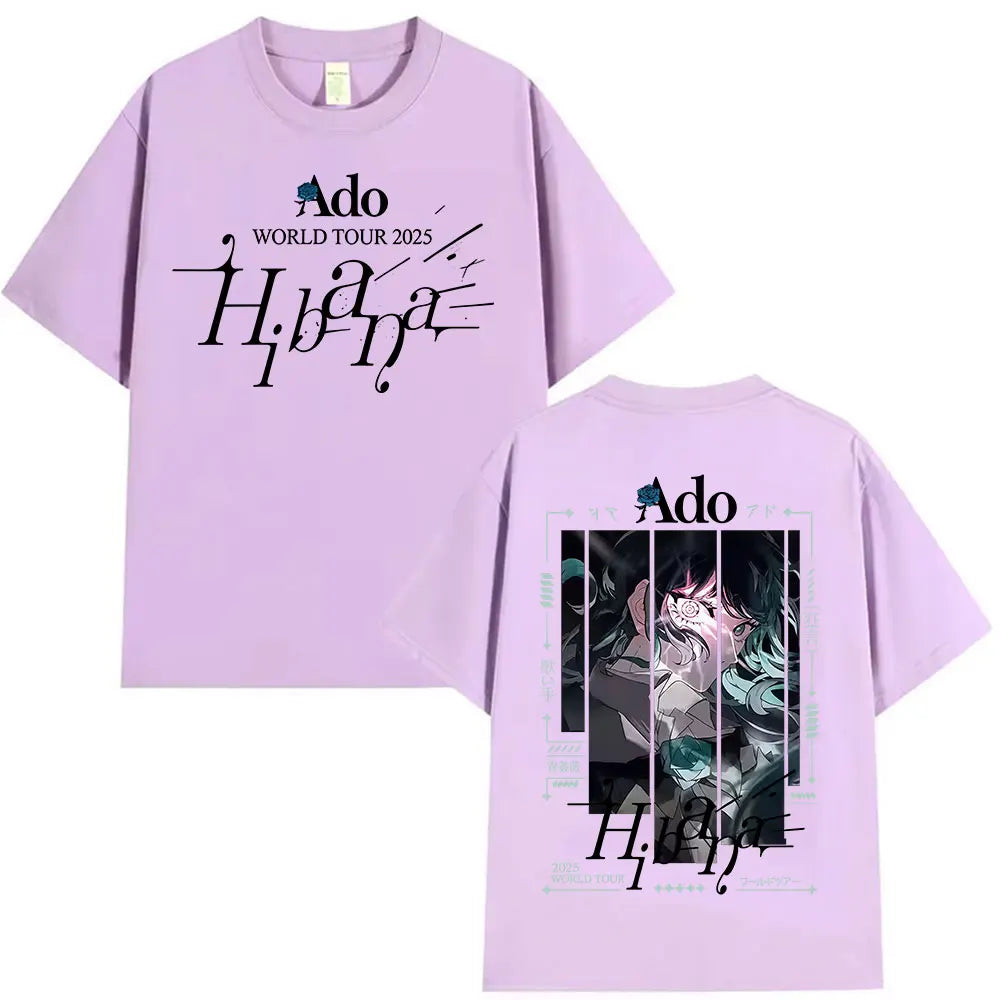 Japanese Ado Hibana WORLD TOUR 2025 New T-Shirts Men Women Clothing Gothic Short Sleeve T Shirt Hip Hop Oversized Cotton T-shirt