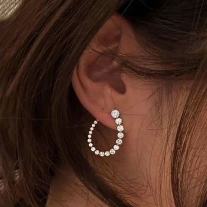Round Cut Moissanite Half Hoops Earrings for Women 925 Sterling Silver U-Style Size Gradient Diamond Stud Earring Fine Jewelry