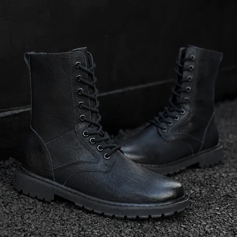 Plus Big Size 49 50 51 52 Winter Mens High Top Leather Boots Combat Tactical Shoes Hunting Khaki Black Retro Sales Discounts