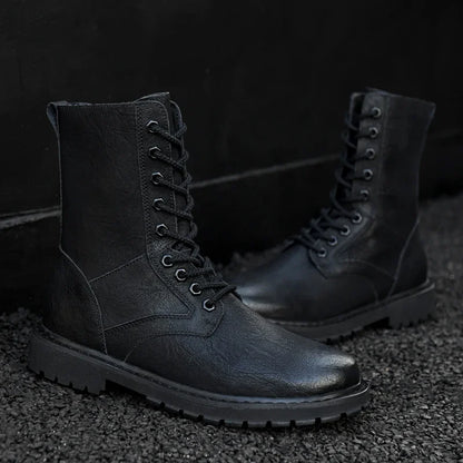 Plus Big Size 49 50 51 52 Winter Mens High Top Leather Boots Combat Tactical Shoes Hunting Khaki Black Retro Sales Discounts
