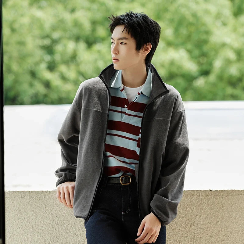 Jacket Men Anti-Static Fur Coat New Autumn 2024 Warm Fleece Couple Style Collar Top