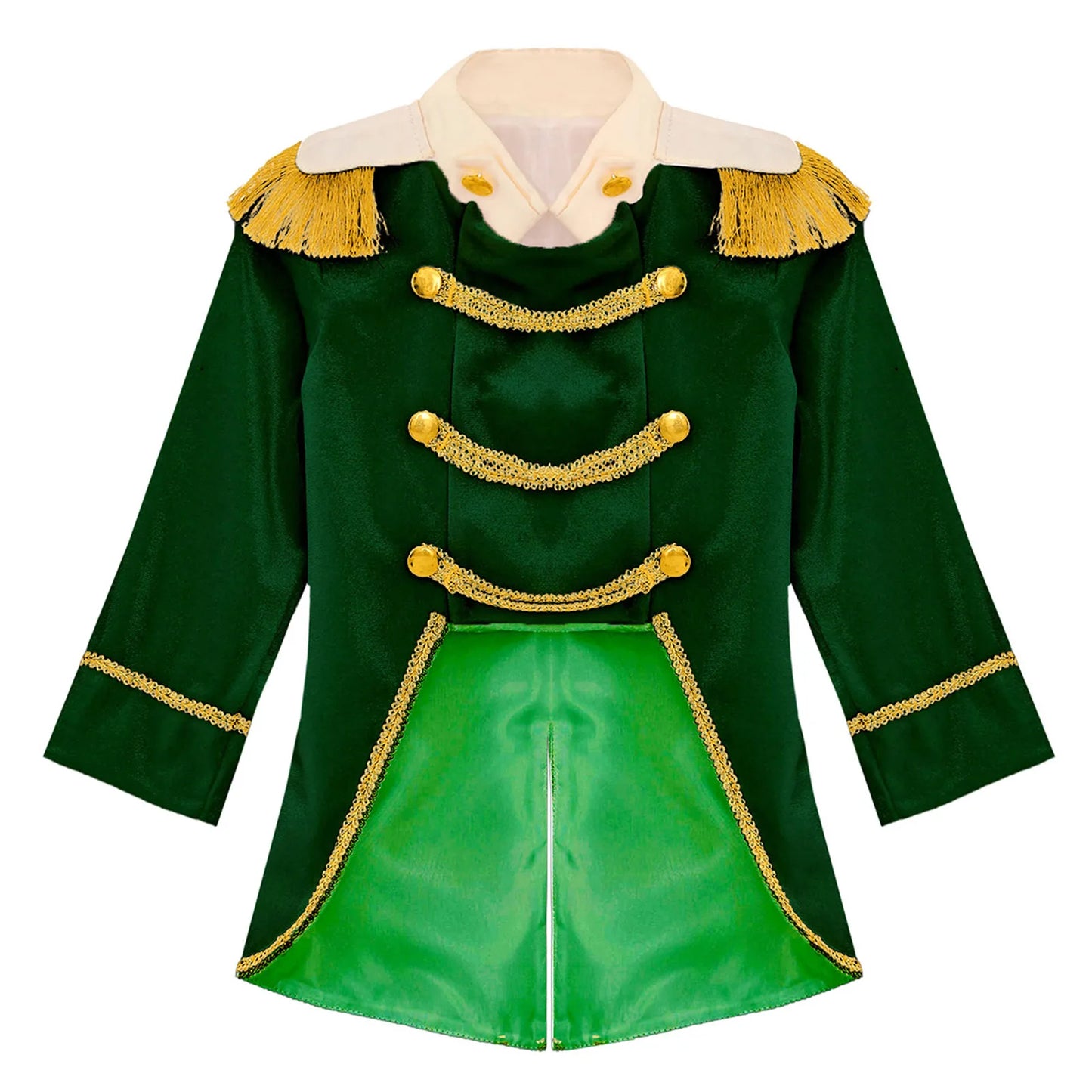 Little Boys Prince Cosplay Costume Long Sleeve Gold Fringe Braiding Velvet Tuxedo Tailcoat Royal Court Cosplay Jacket Dress Up