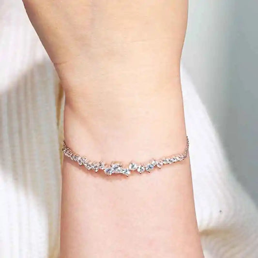 Bracelet en moissanite 5mm, 3.5mm et 2.5mm, bracelets en chaîne réglable en argent sterling 925 certifié pour femme, bijoux minimalistes