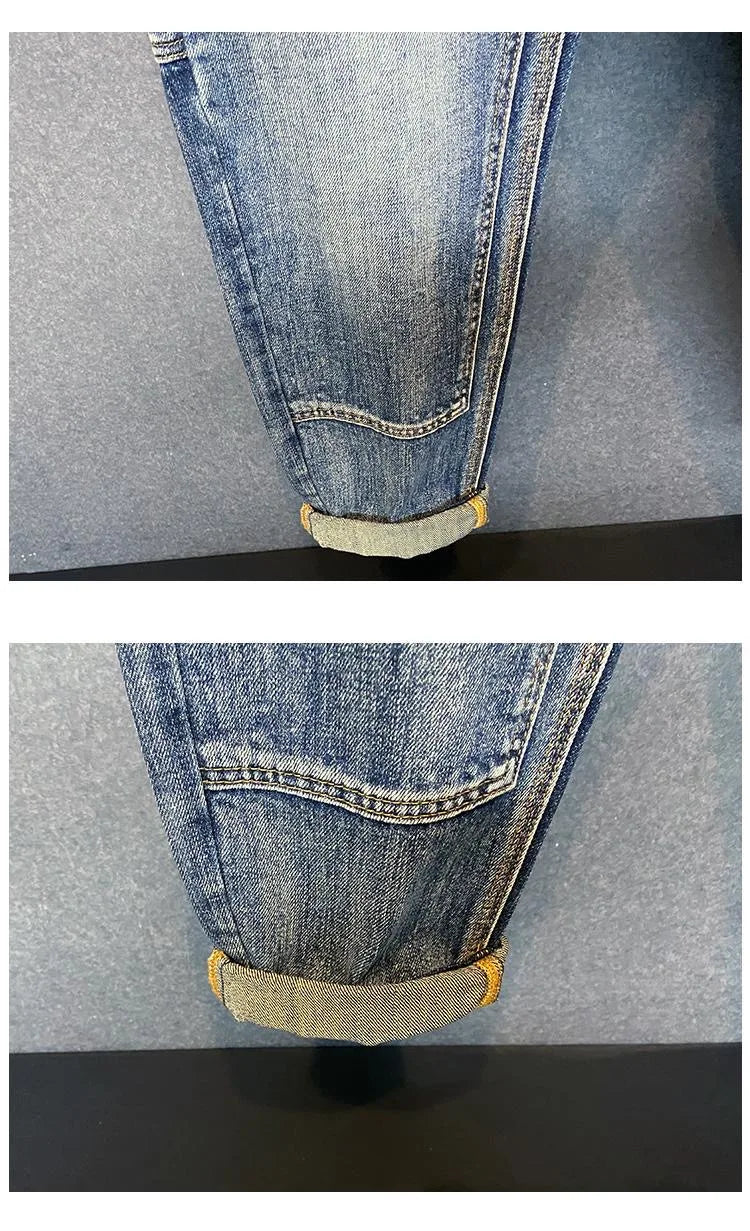Autumn and Spring Fashion Trend American Vintage Straight Leg Denim Pants for Men Casual Loose Comfortable High Quality Pants