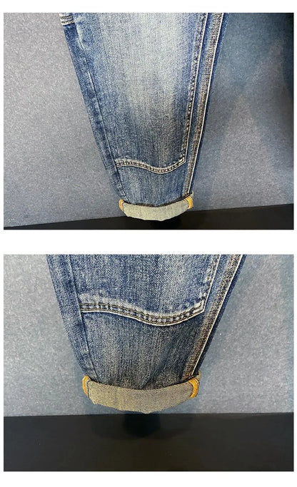 Autumn and Spring Fashion Trend American Vintage Straight Leg Denim Pants for Men Casual Loose Comfortable High Quality Pants