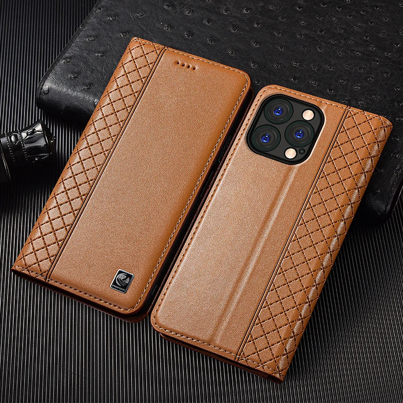 Napa Genuine Leather Case For Apple iPhone 7 8 X XS XR 11 12 13 14 15 16 17 Pro max Plus Phone wallet Flip Cover Cases