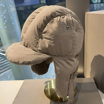 Solid Color Padded Bomber Hats Ear Flaps Thermal Padded Windproof Cycling Cap Korean Version Retro Style Ski Pilot Cap Riding