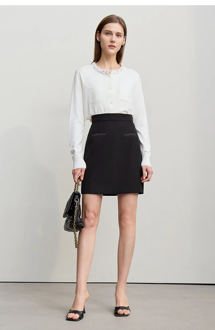 Mini Skirt 2026 Spring New Elegant Commuter Versatile Short Skirt A-Line Color-blocking Splicing Women's Clothing 12621021