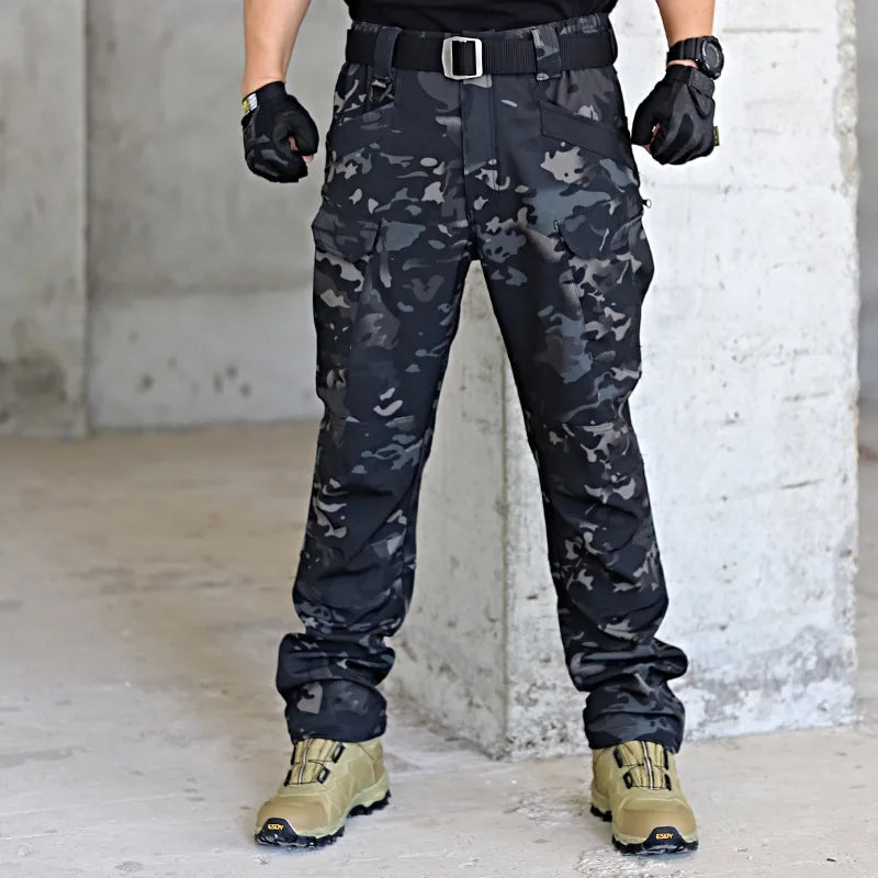 2024 Men's Autumn Tactical Cargo Pants Outdoor Work Pants Multi-pocket Casual Trousers Waterproof Quick Dry Elastic Pants Male