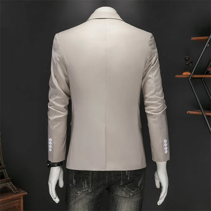 Plus Size 6XL-M Fashion Mens Solid Color Suit Jacket High Quality Business Slim Fit Casual Blazers Formal Social Wedding Tuxedo