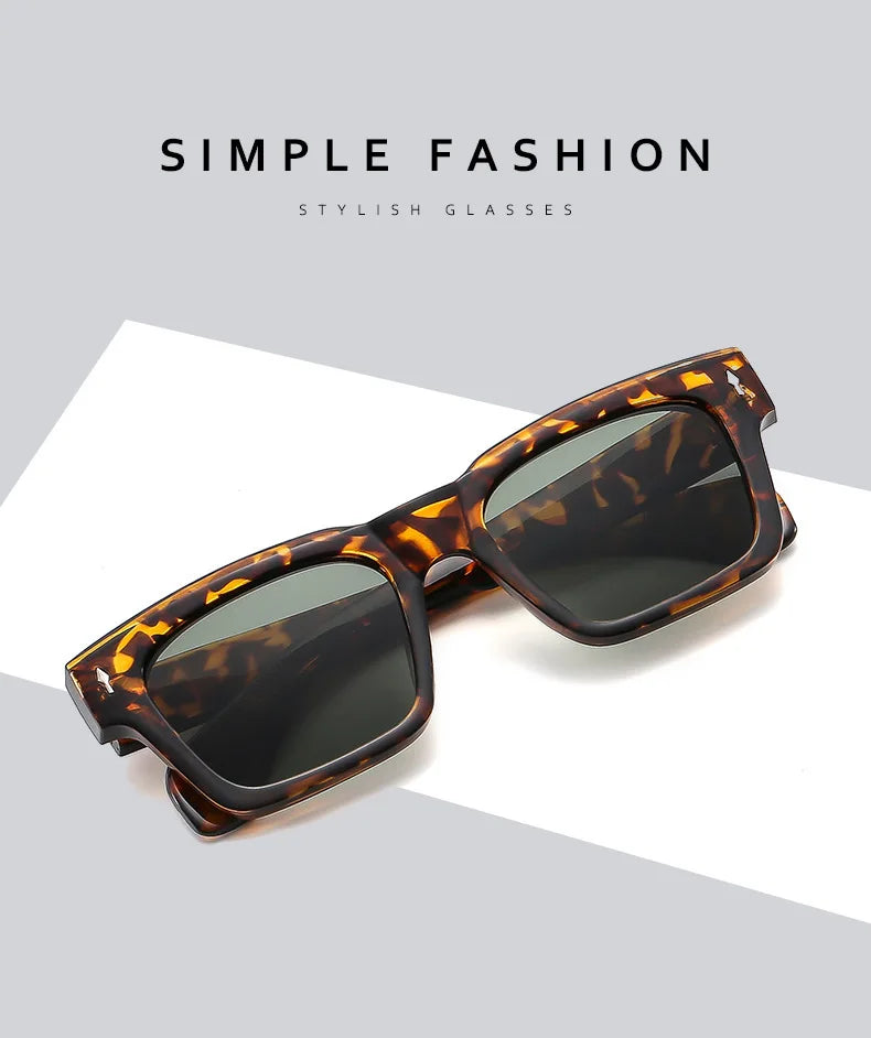 Vintage Square Sunglass Men Vacation Fashion Glasses Retro Sunglasses Women Trendy Fashion Glasses Gafas De Sol Hombre Zonnebril