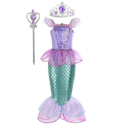 Summer Mermaid Birthday Party Dress Girl Cute Costume Carnival Anime Cosplay Outfits 2-10 Yrs Kids Fantasy Disguise Prom Gown