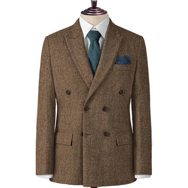 Men's Casual Blazer Herringbone Slim Fit Single Breasted Stylish Comfortable Jacket Men's Coat Double Breasted Blazer Men's Suit