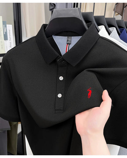Luxury brand short sleeve men polo shirt summer ice silk breathable high-end pony embroidery design casual business Paul T-shirt
