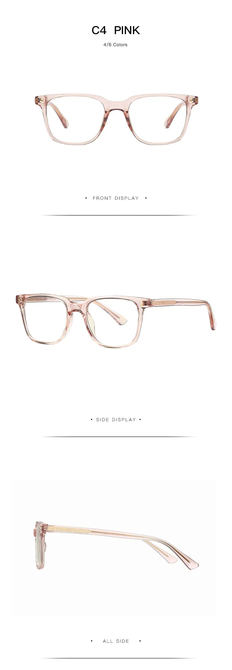 Men's Square Classic Eyeglass Frames Myopia Hyperopia Anti-Blue Light Reading Glasses Customizable Prescription PFD2082